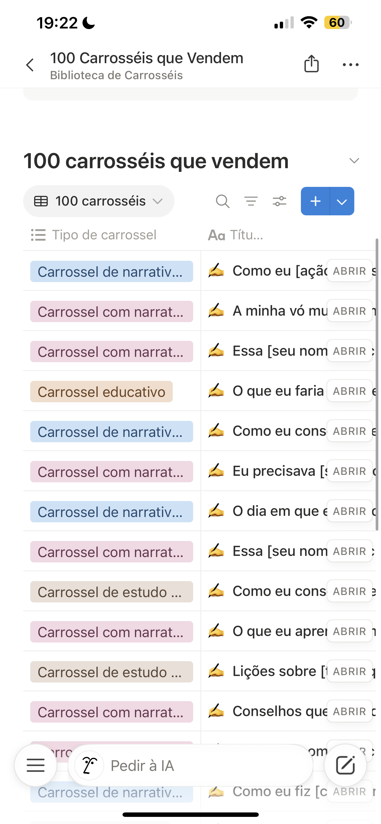 Biblioteca com 100 carrosséis que vendem